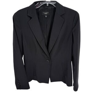 Talbots Jacket Womens Size 8 Black Wool Blend Blazer One Button career